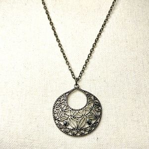 5/$20 Boho Brass filigree necklace, with small crystal detail, gently worn